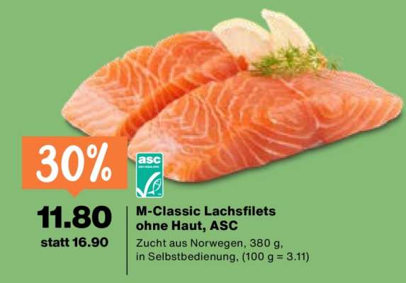 M-Classic Lachsfilets ohne Haut, ASC