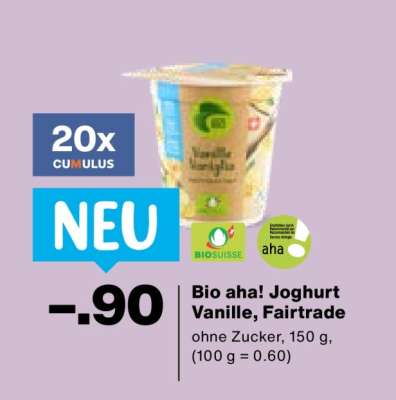 Bio aha! Joghurt Vanille, Fairtrade