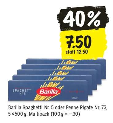 Barilla Spaghetti Nr. 5 oder Penne Rigate Nr. 73
