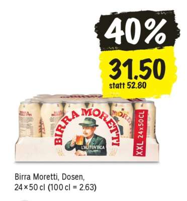 Birra Moretti, Dosen