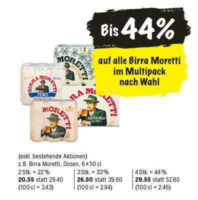Birra Moretti im Multipack nach Wahl